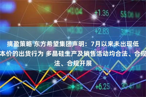 摛盈策略 东方希望集团声明：7月以来未出现低于成本价的出货行为 多晶硅生产及销售活动均合法、合规开展